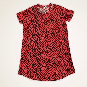 Bulotus Strappy Neckline Dress Red Black Zebra Women’s 3XL Super Soft Jersey